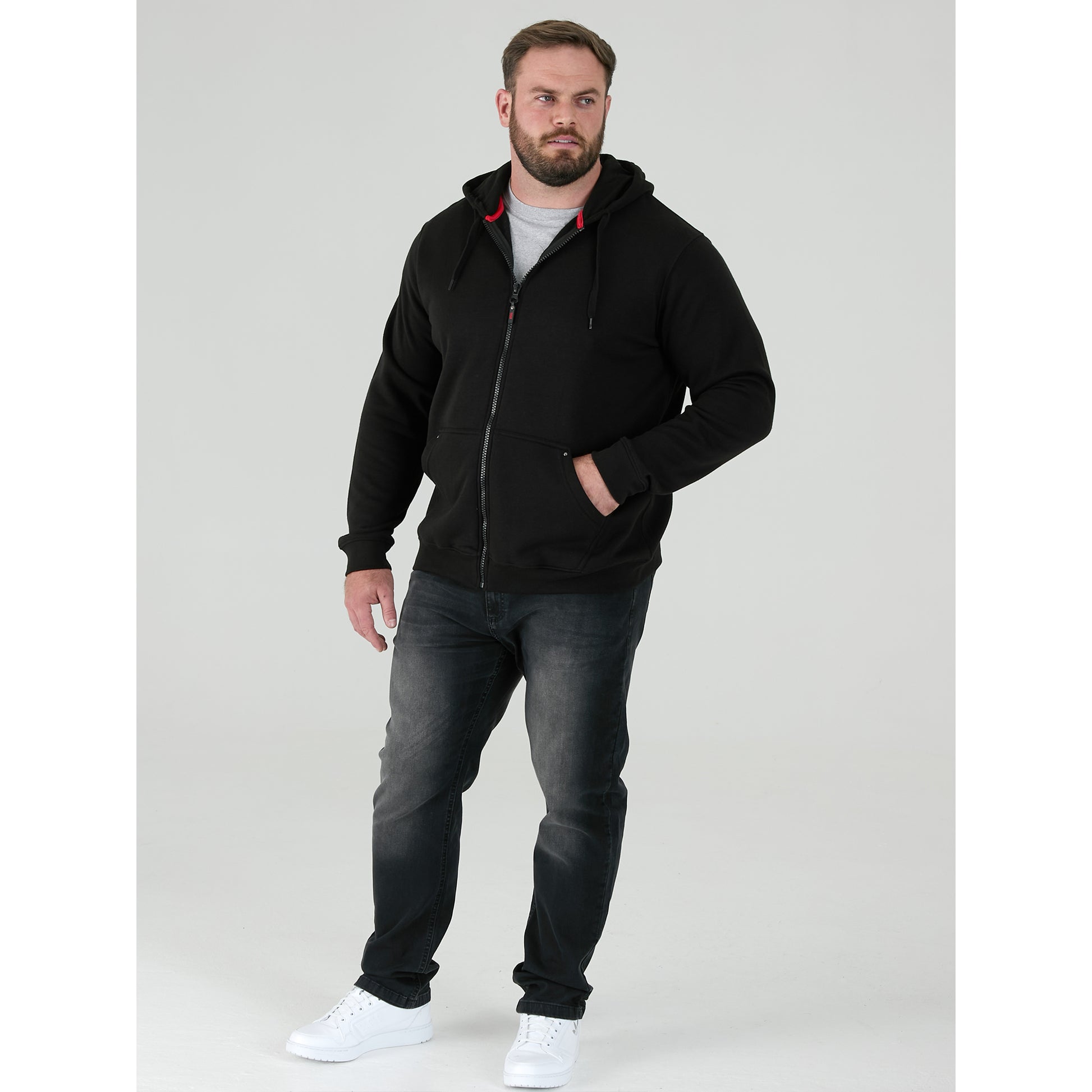 Black - Pack Shot - Duke Mens D555 Rockford Cantor Heavyweight Kingsize Full Zip Hoodie
