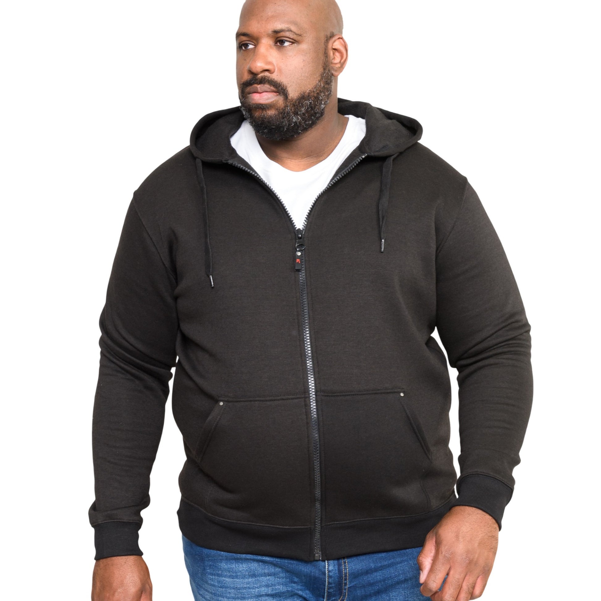Black - Side - Duke Mens D555 Rockford Cantor Heavyweight Kingsize Full Zip Hoodie