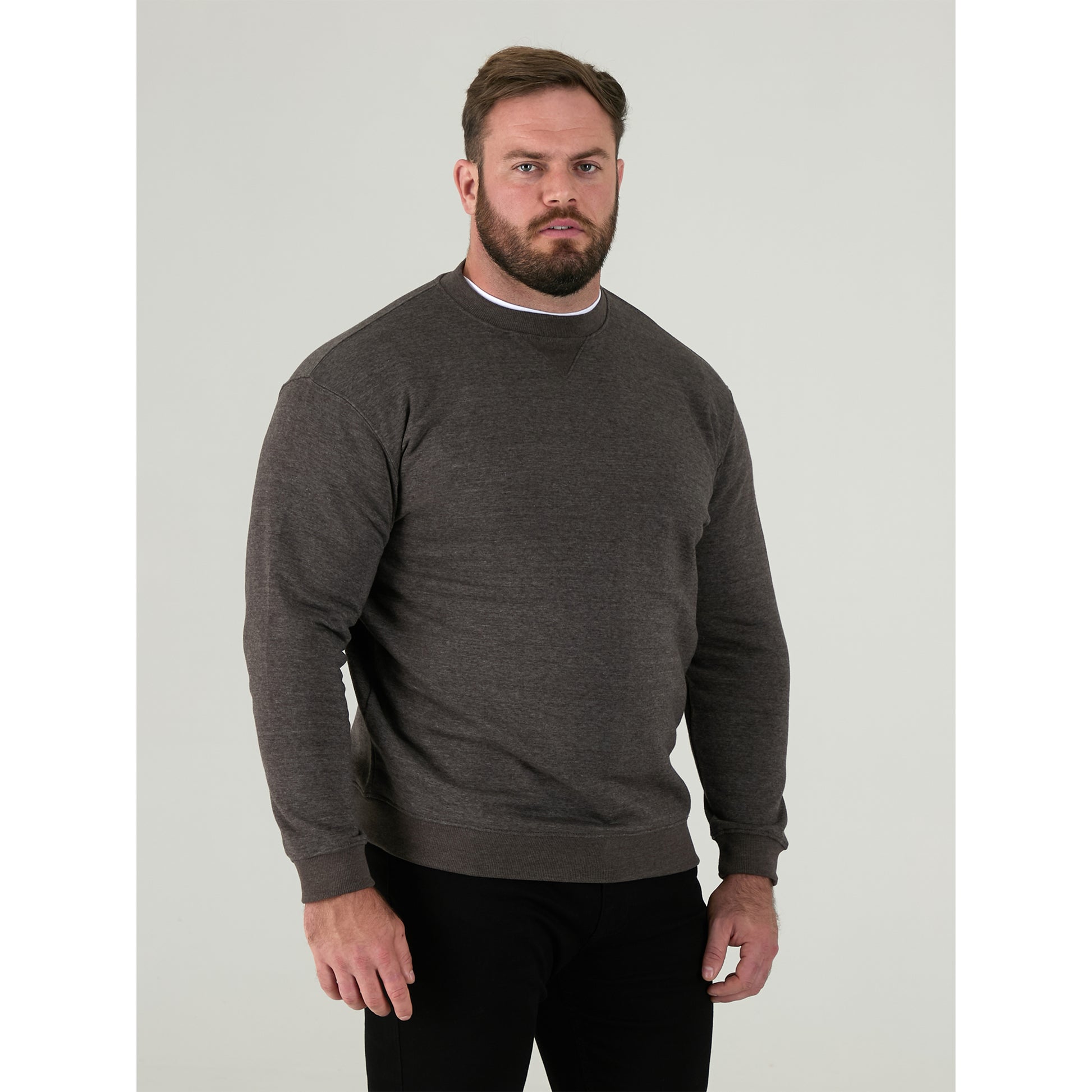 Grey - Pack Shot - Duke Mens D555 Sweat Rockford Crew Neck Kingsize Jumper