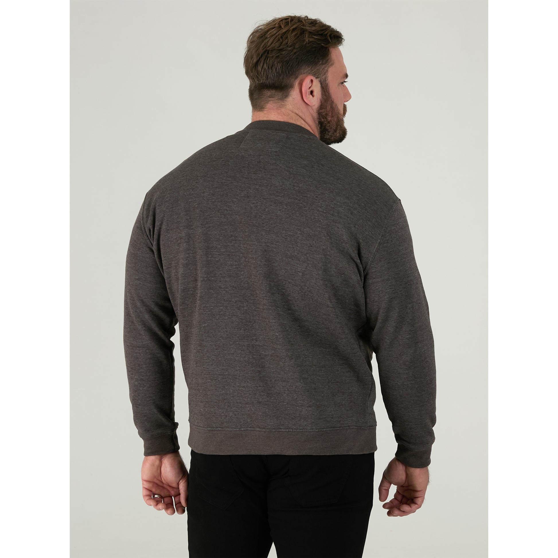 Grey - Close up - Duke Mens D555 Sweat Rockford Crew Neck Kingsize Jumper