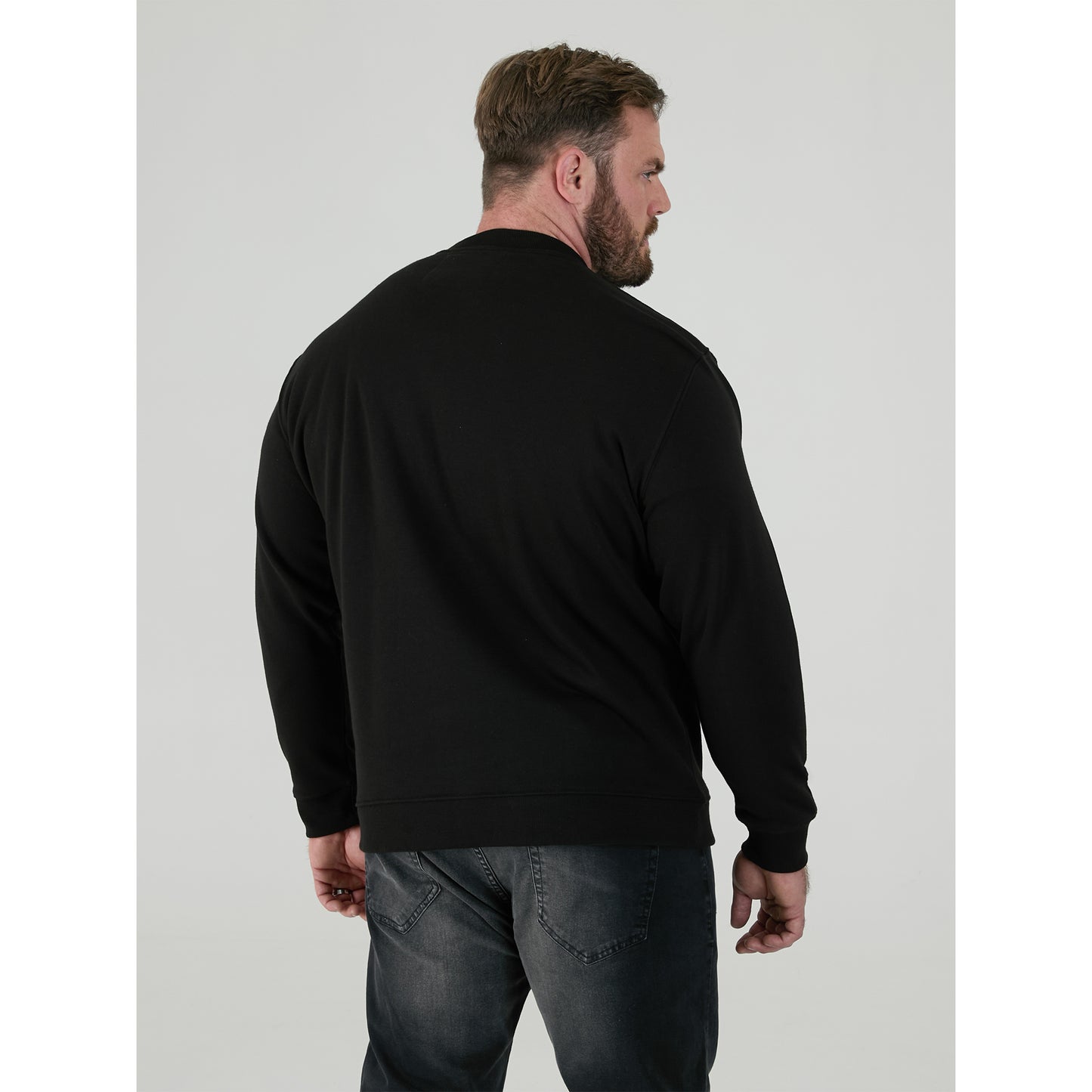 Black - Close up - Duke Mens D555 Sweat Rockford Crew Neck Kingsize Jumper
