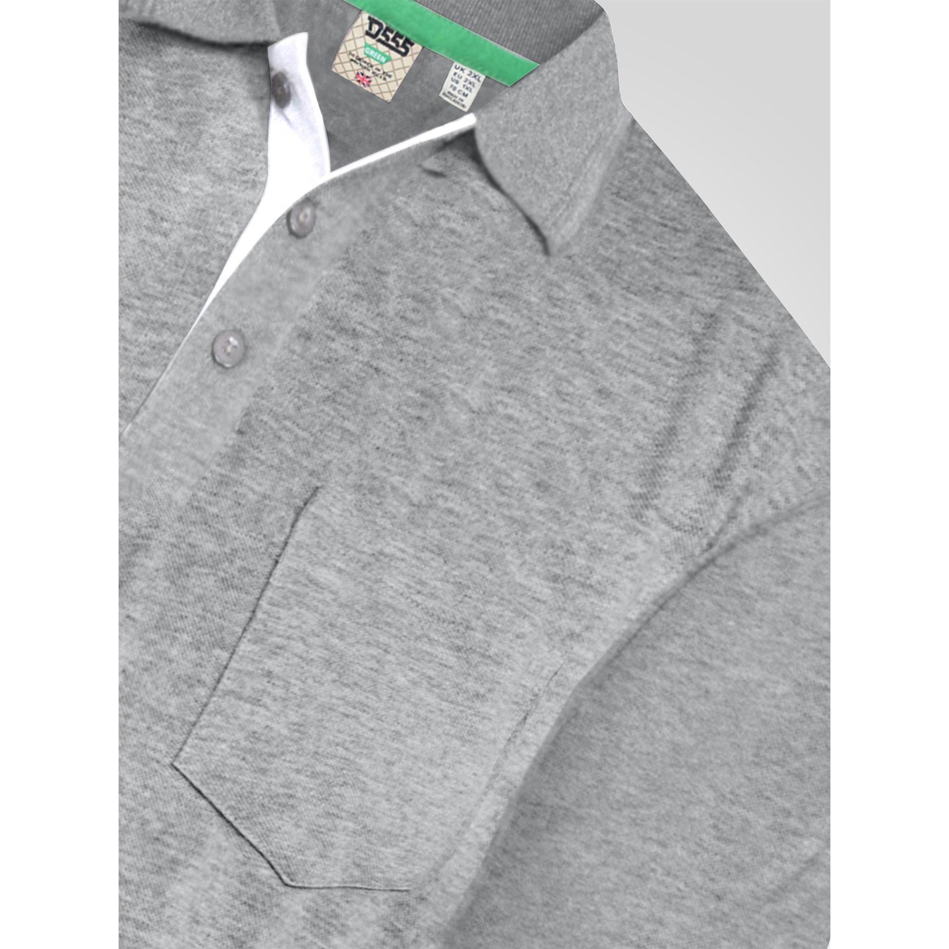 Grey - Side - Duke Mens D555 Grant Pique Kingsize Polo Shirt
