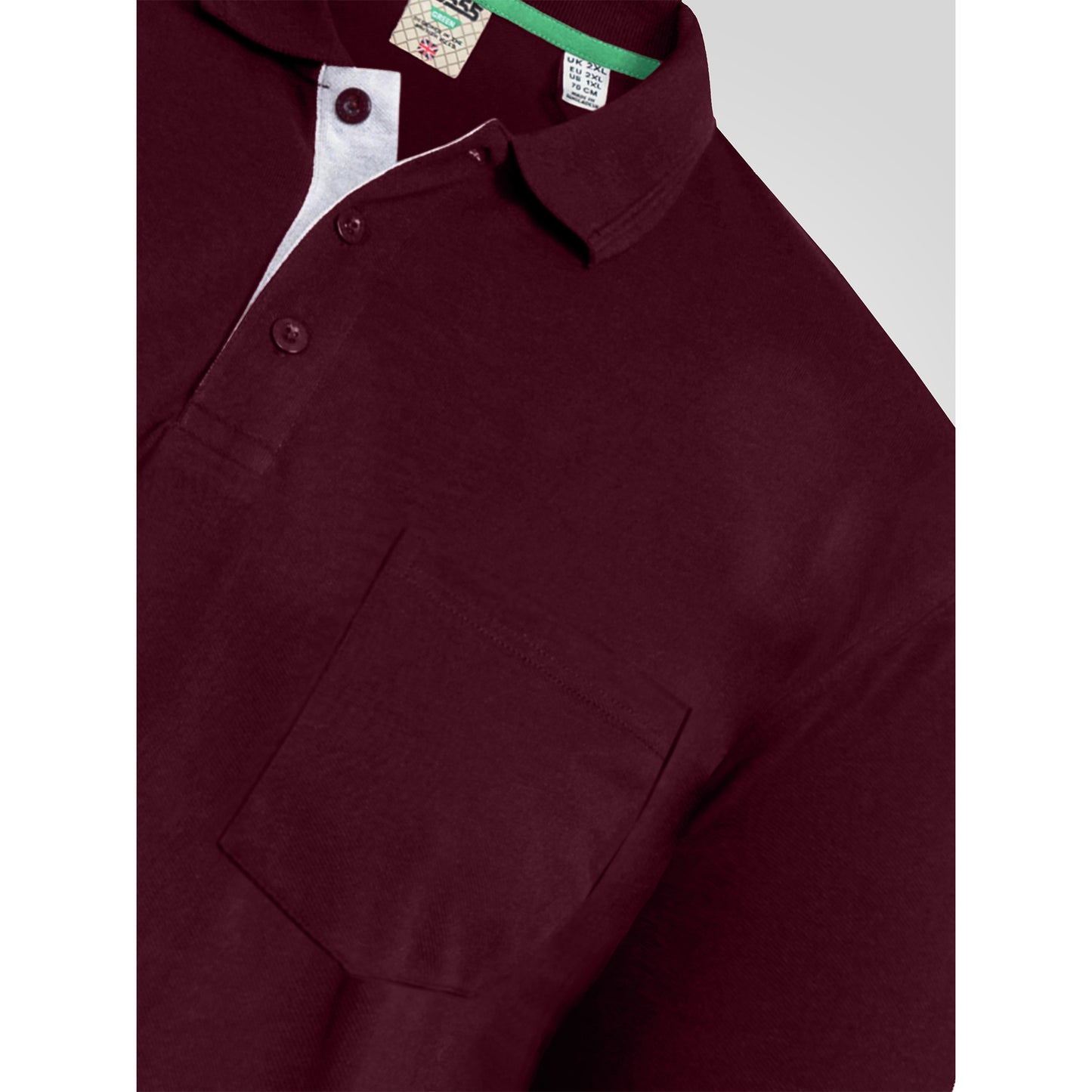 Maroon - Side - Duke Mens D555 Grant Pique Kingsize Polo Shirt