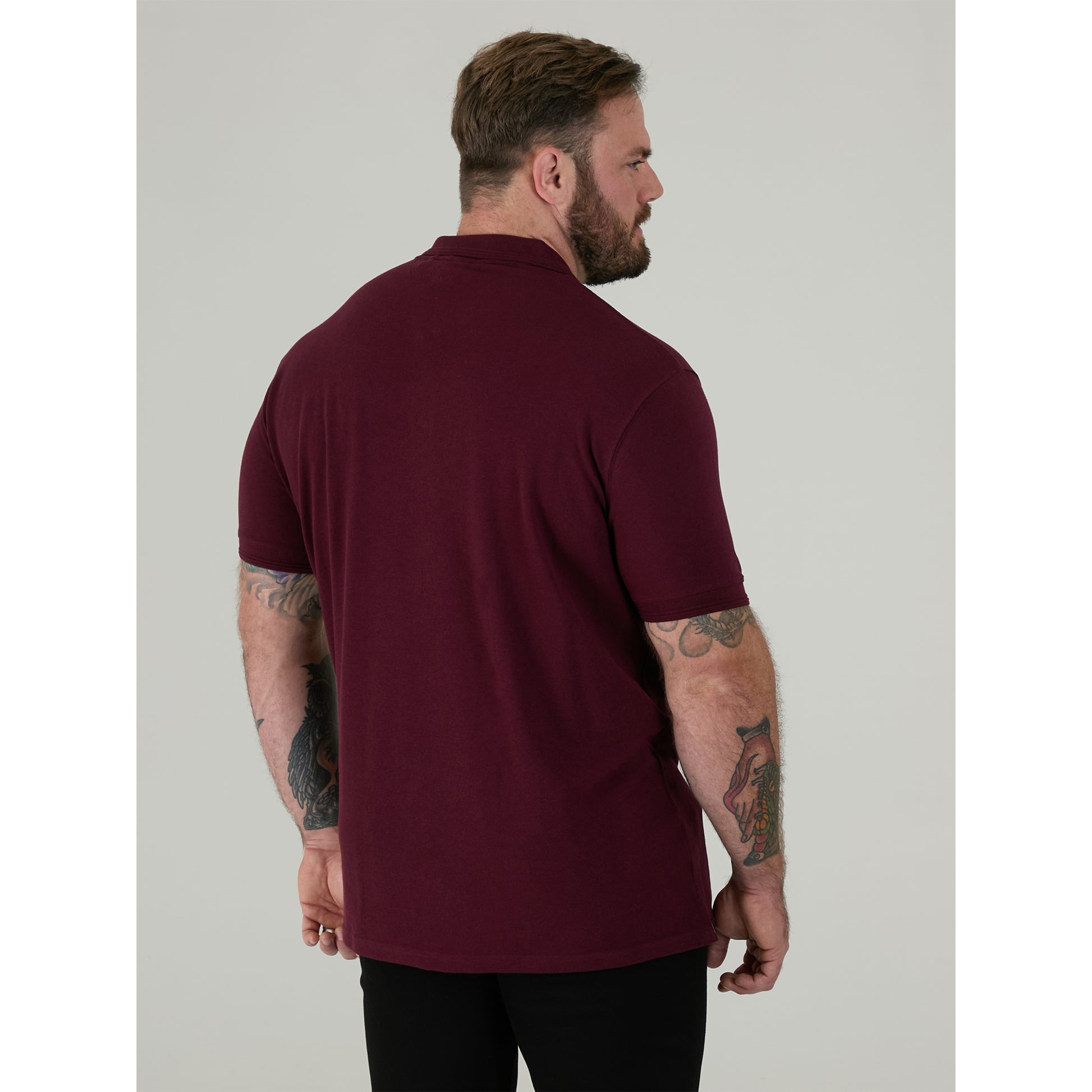 Maroon - Pack Shot - Duke Mens D555 Grant Pique Kingsize Polo Shirt