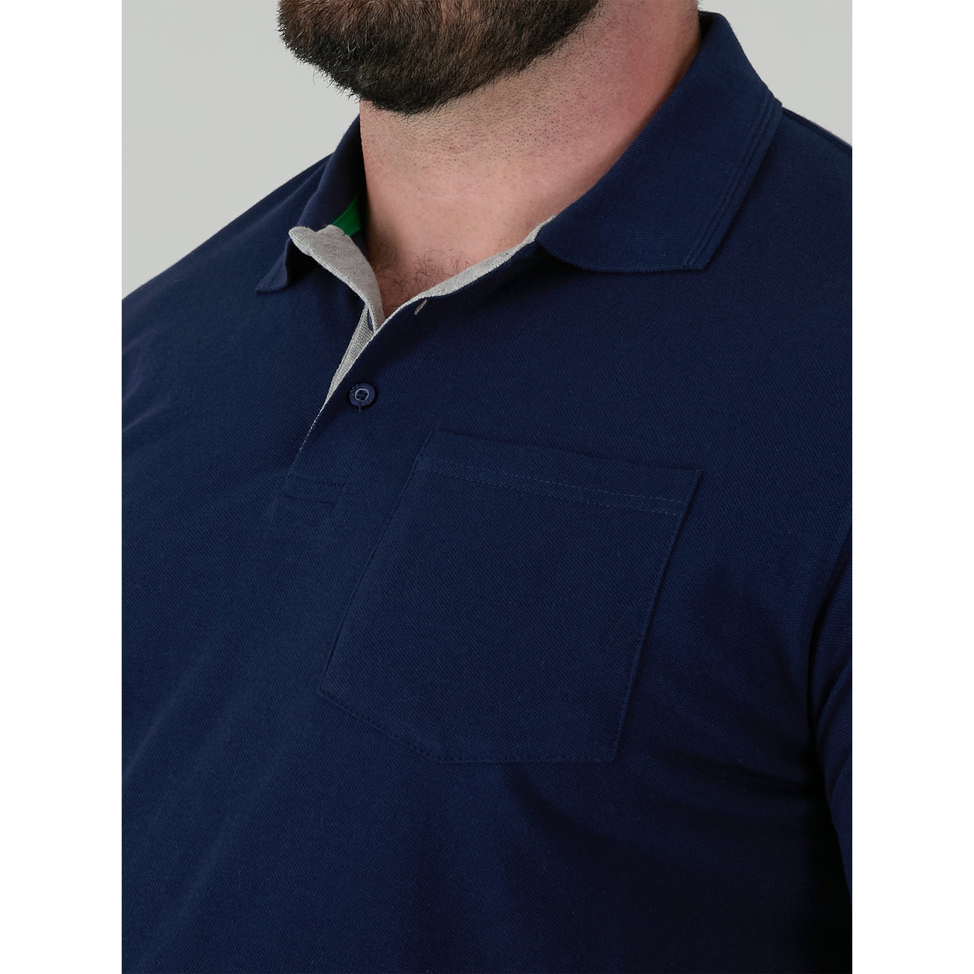 Navy - Close up - Duke Mens D555 Grant Pique Kingsize Polo Shirt