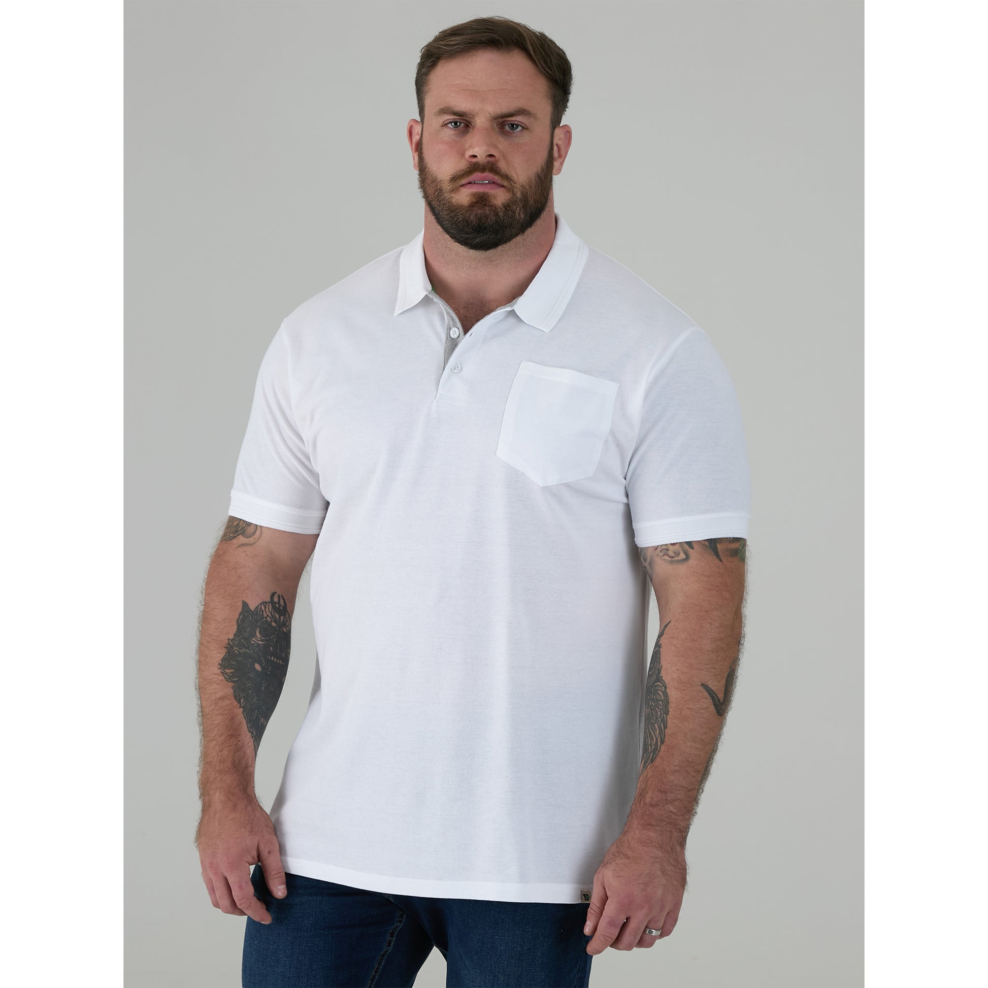 White - Pack Shot - Duke Mens D555 Grant Pique Kingsize Polo Shirt