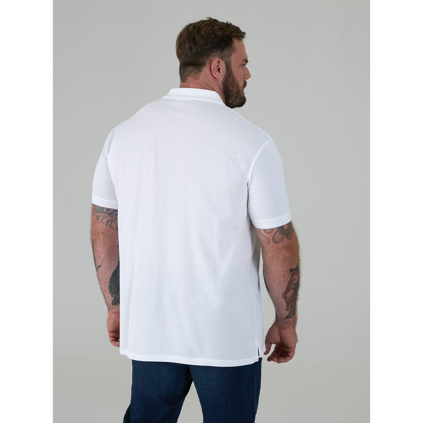 White - Close up - Duke Mens D555 Grant Pique Kingsize Polo Shirt