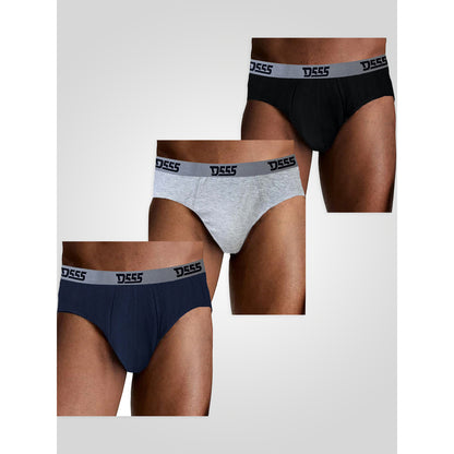 Black-Grey-Navy - Pack Shot - Duke Mens D555 London Kingsize Briefs (Pack of 3)