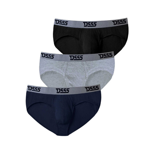 Black-Grey-Navy - Front - Duke Mens D555 London Kingsize Briefs (Pack of 3)