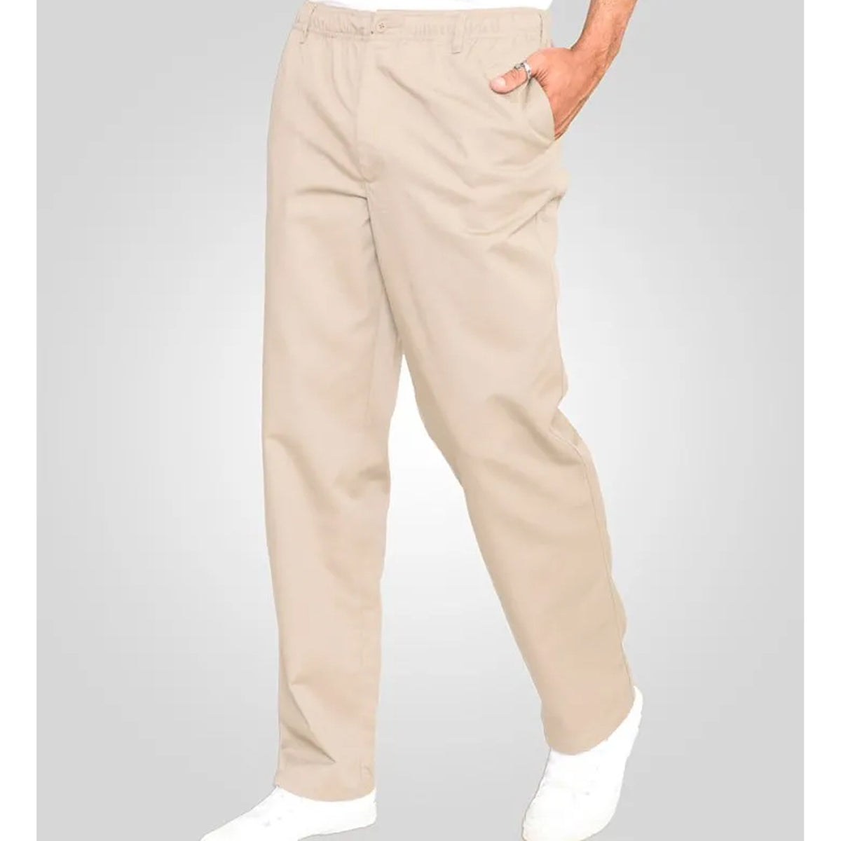 Stone - Close up - Duke Mens D555 Basilio Elasticated Waist Rugby Trousers
