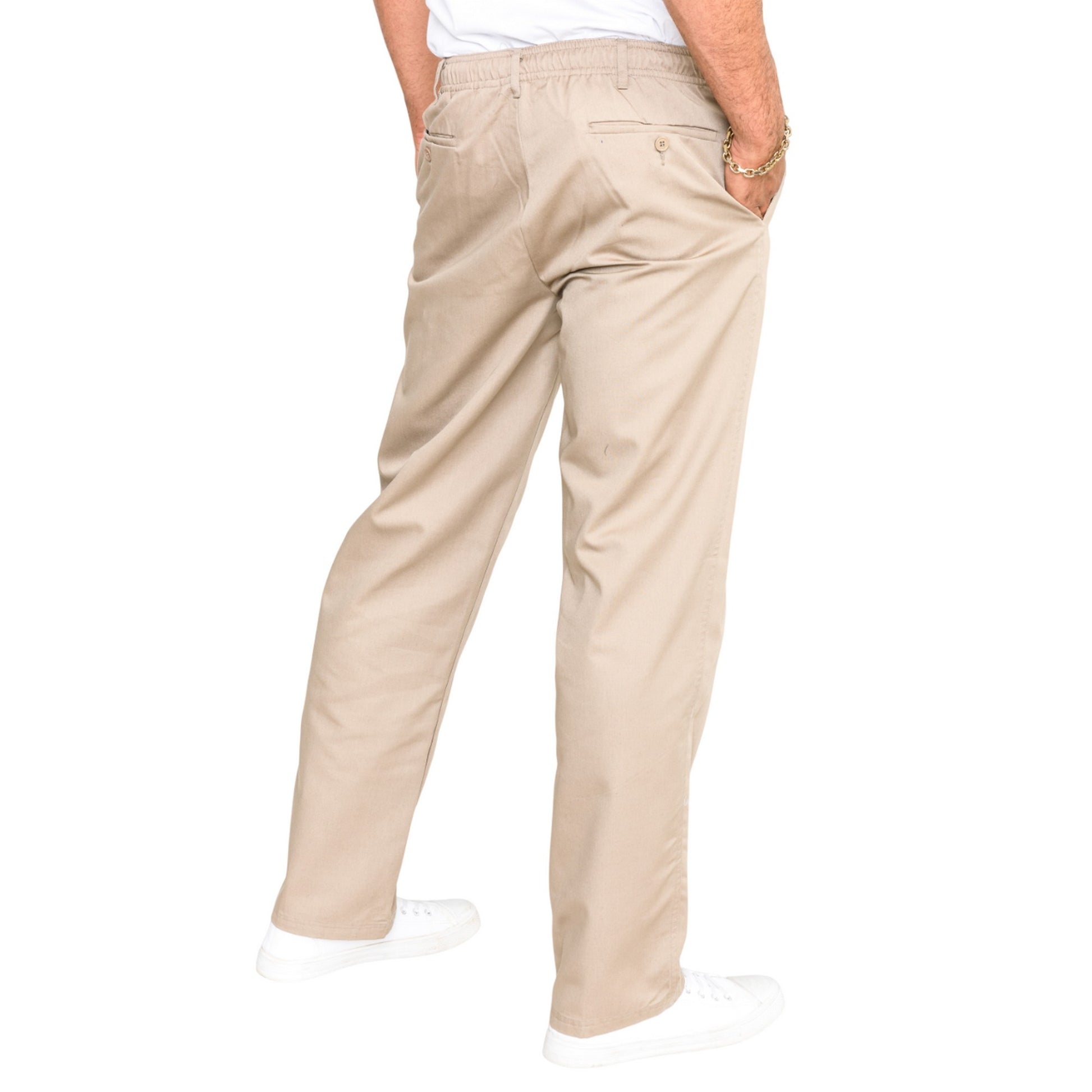 Stone - Back - Duke Mens D555 Basilio Elasticated Waist Rugby Trousers