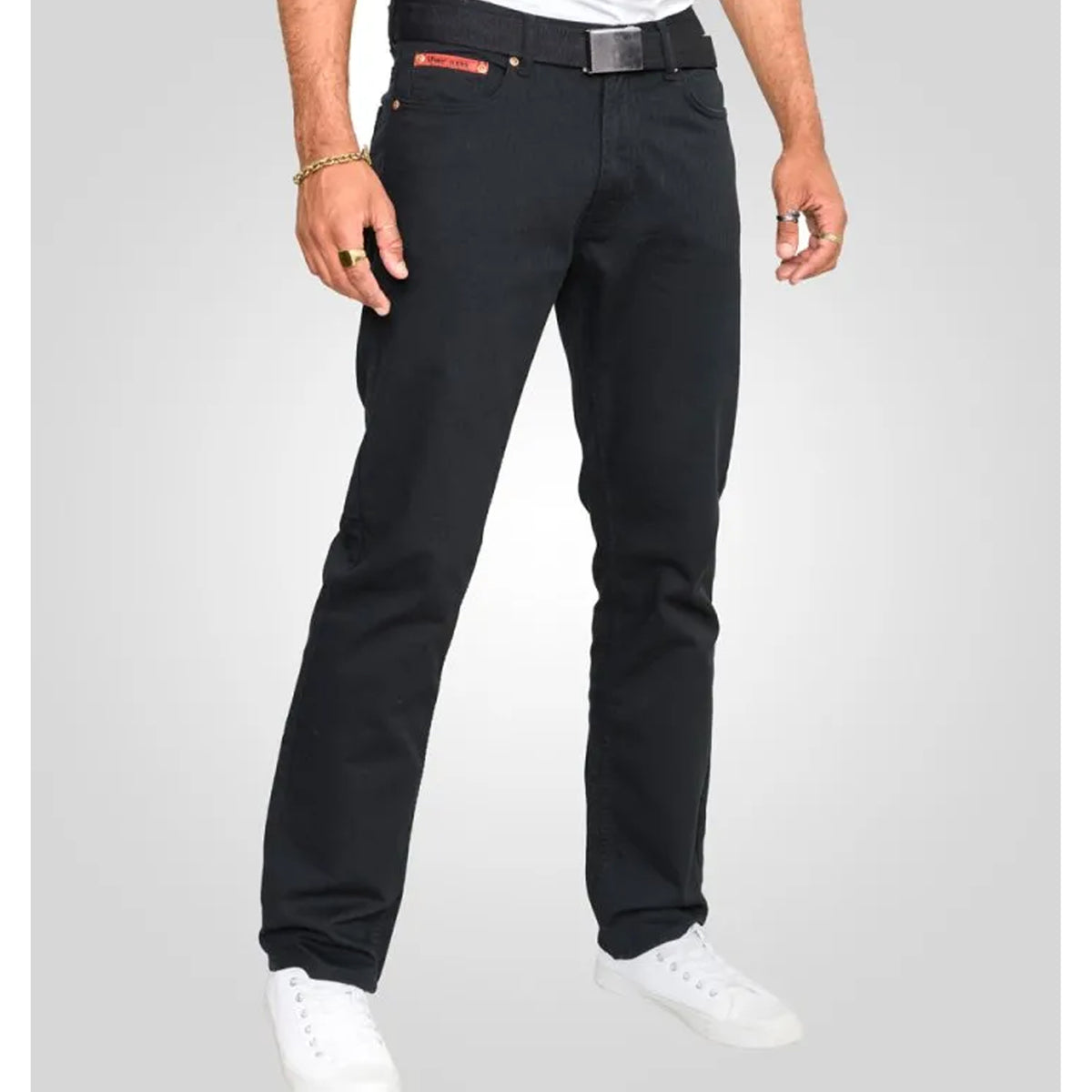 Black - Close up - Duke Mens D555 London Mario Bedford Cord Trousers