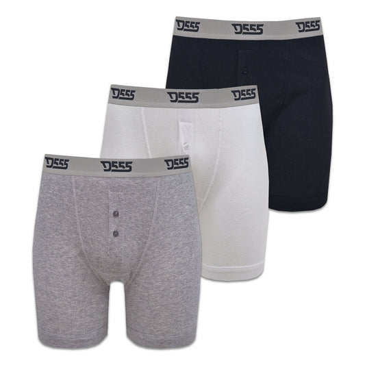 Black-White-Grey - Front - Duke Mens D555 London Driver Cotton Boxer Shorts (Pack Of 3)