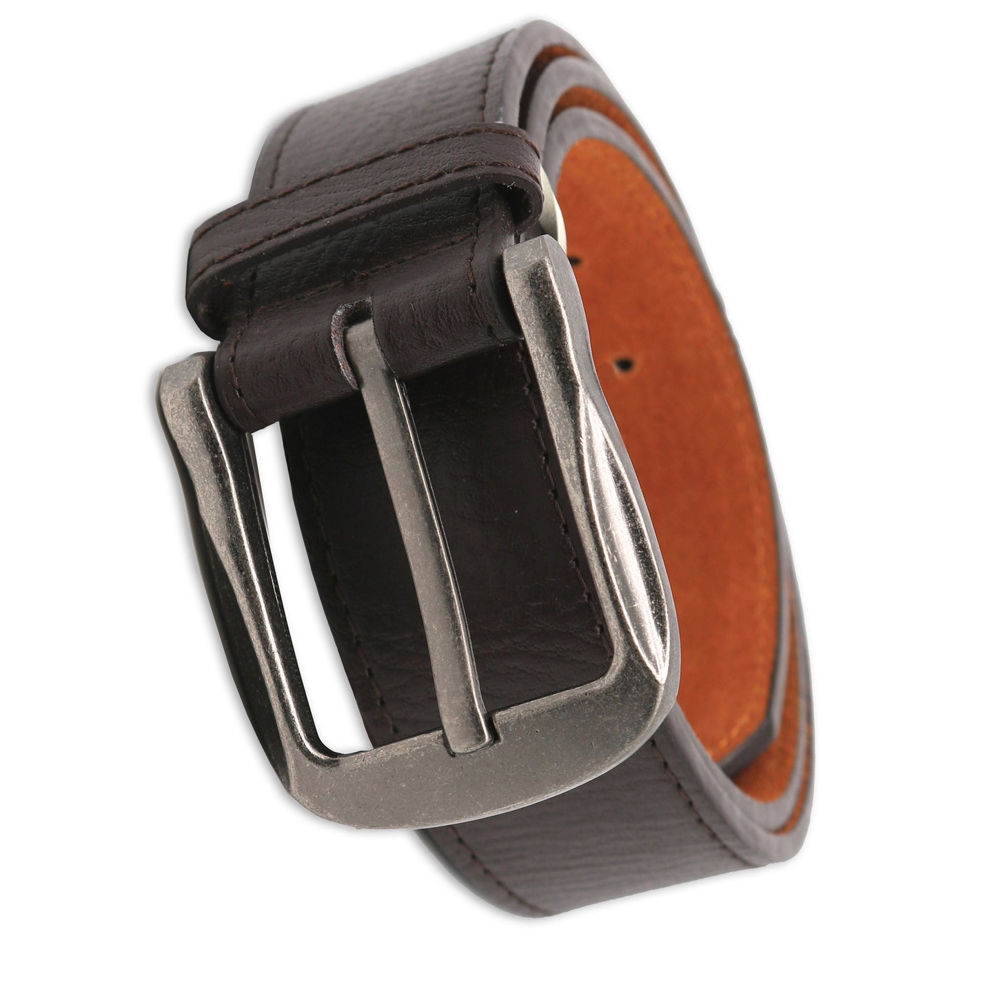 Brown - Back - Duke Mens D555 Harrison Bonded Leather Waist Belt