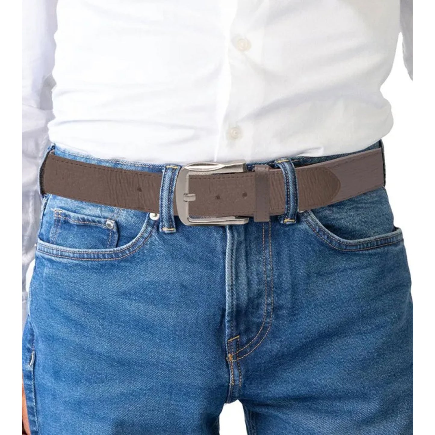 Brown - Pack Shot - Duke Mens D555 Harrison Bonded Leather Waist Belt