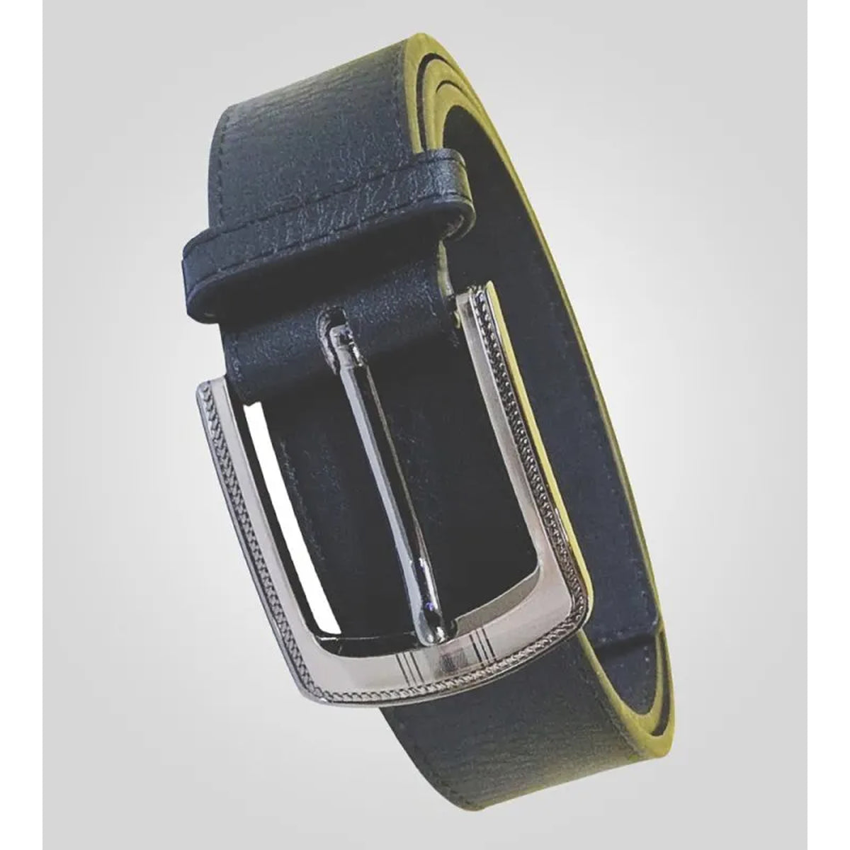 Black - Back - Duke Mens D555 Samuel Bonded Leather Buckle Waist Belt