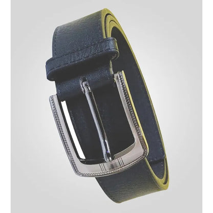 Black - Back - Duke Mens D555 Samuel Bonded Leather Buckle Waist Belt