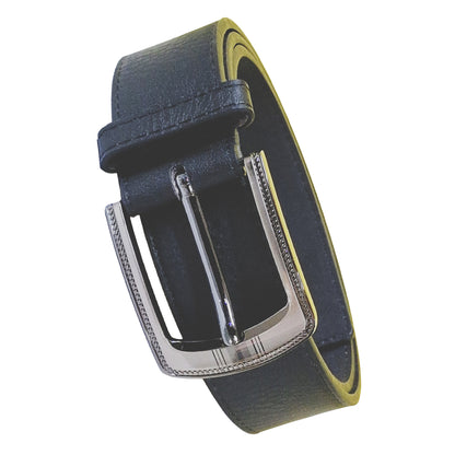 Black - Back - Duke Mens D555 Samuel Bonded Leather Buckle Waist Belt