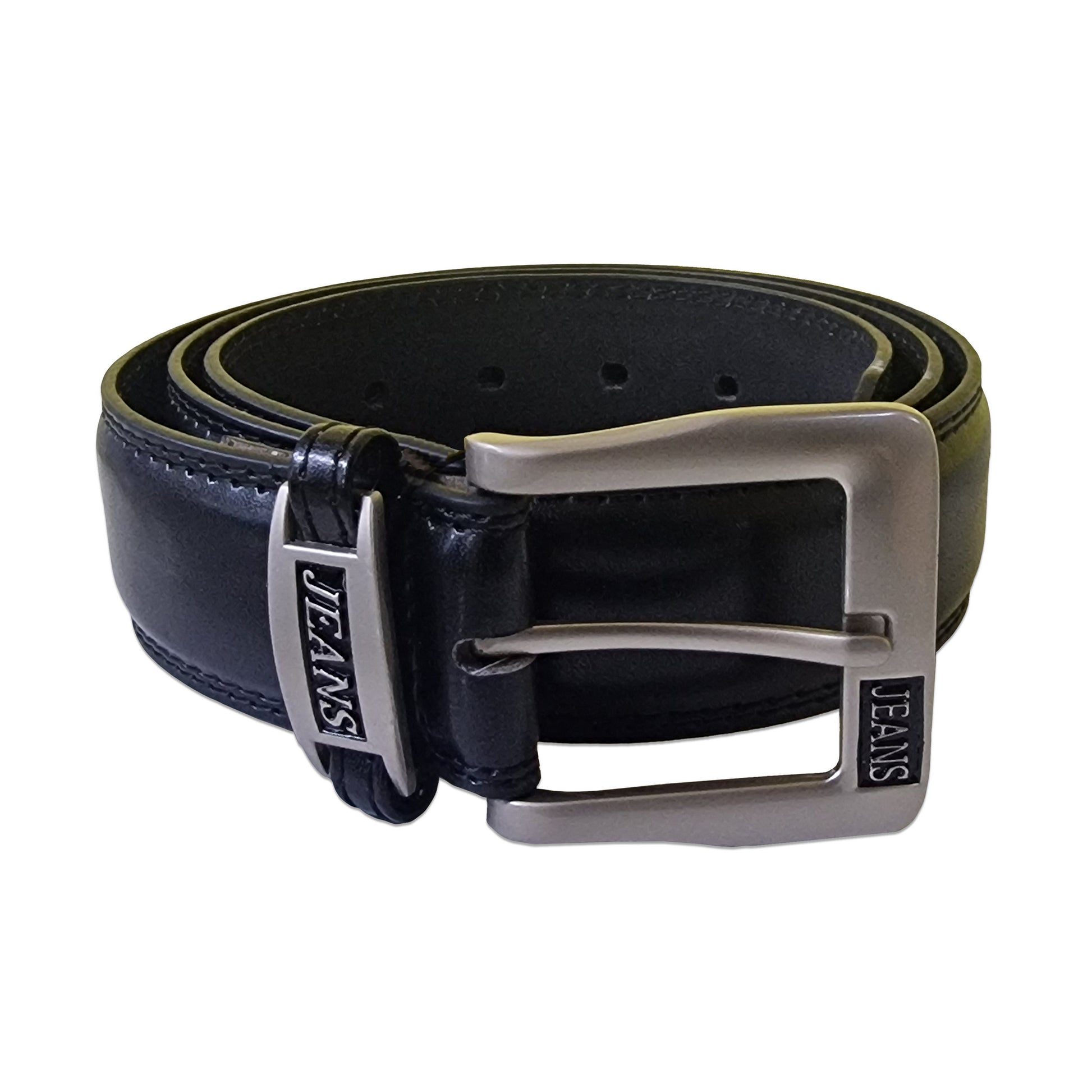 Black - Front - Duke Mens D555 Kenny Bonded Leather Buckle Waist Belt