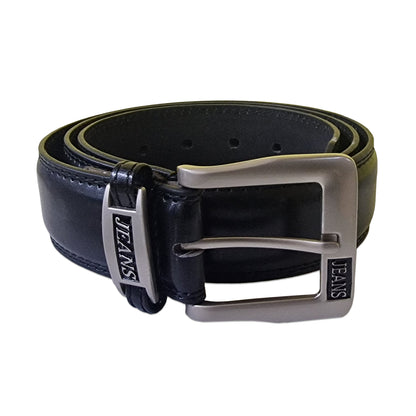 Black - Front - Duke Mens D555 Kenny Bonded Leather Buckle Waist Belt