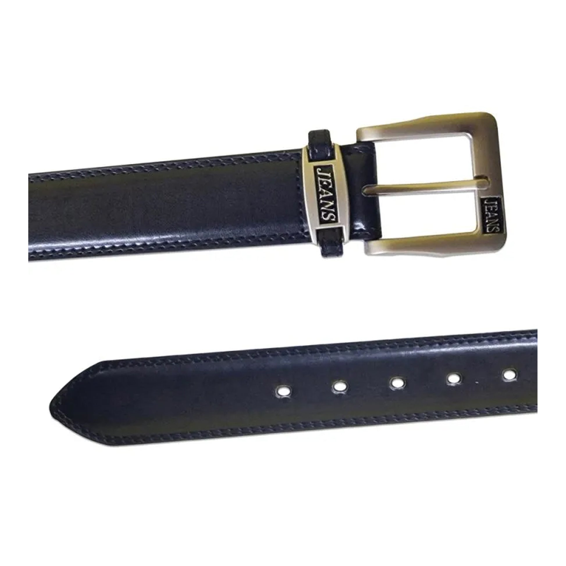 Black - Side - Duke Mens D555 Kenny Bonded Leather Buckle Waist Belt