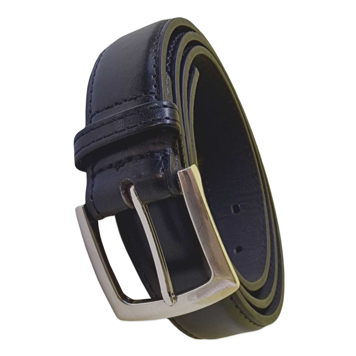 Black - Back - Duke Mens D555 Lewis Bonded Leather Square Buckle Waist Belt