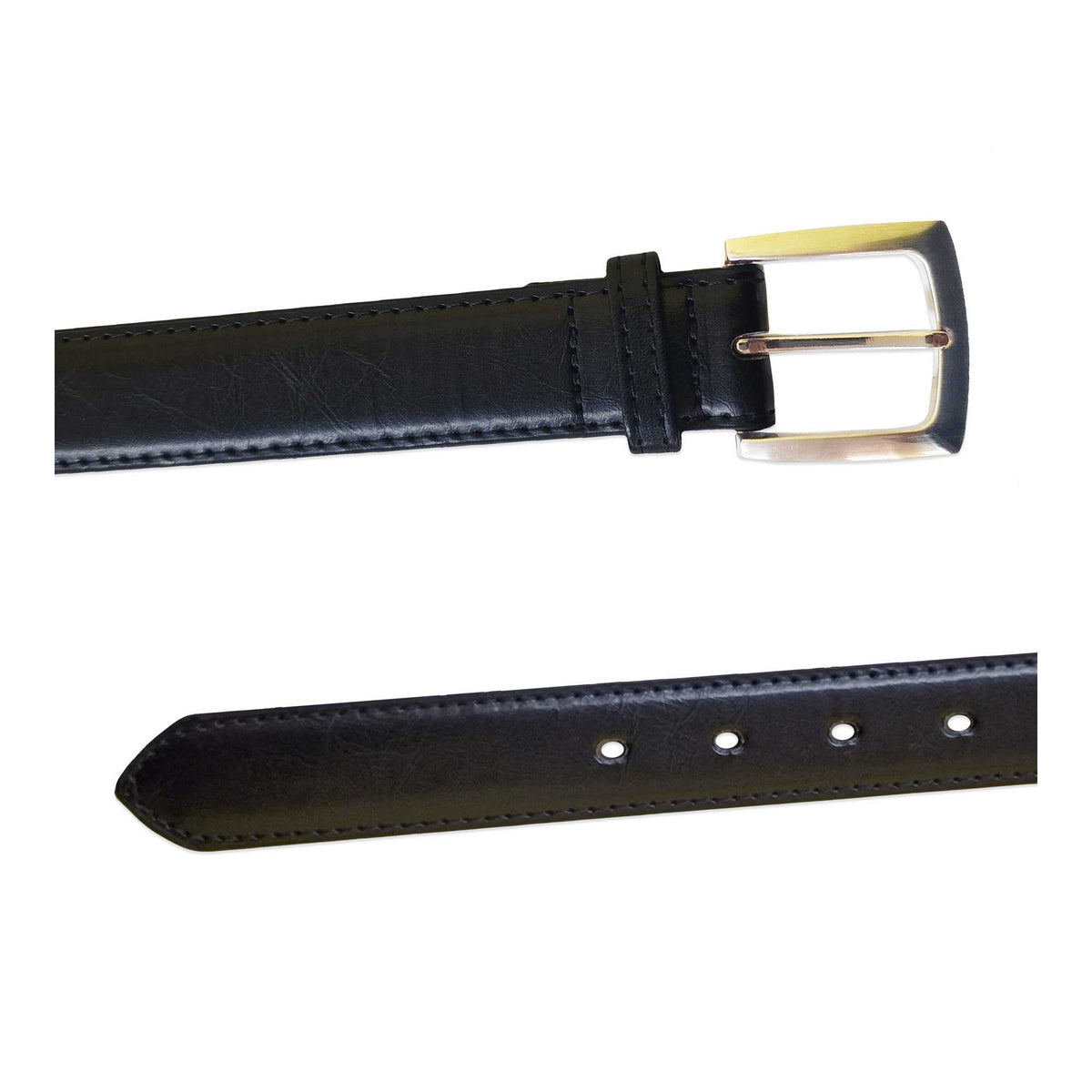 Black - Side - Duke Mens D555 Lewis Bonded Leather Square Buckle Waist Belt