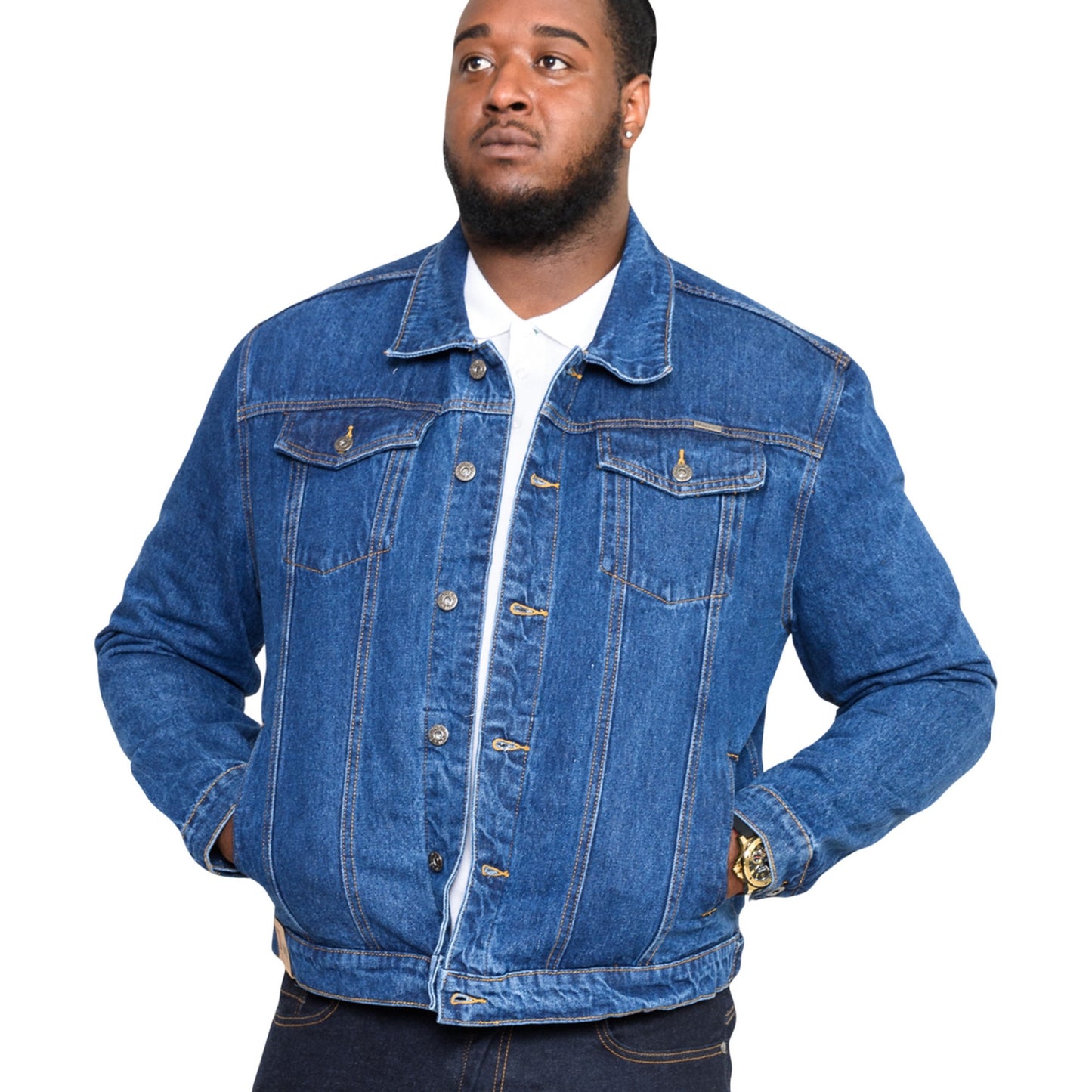 Stonewash - Side - Duke Mens D555 London Trucker Western Denim Kingsize Jacket