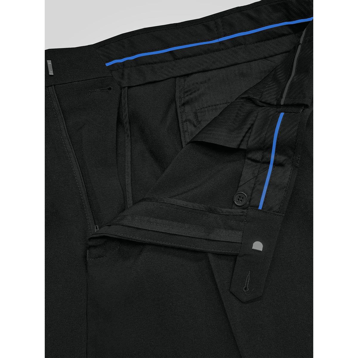 Black - Side - Duke Mens D555 Max Adjustable Waist Kingsize Trousers