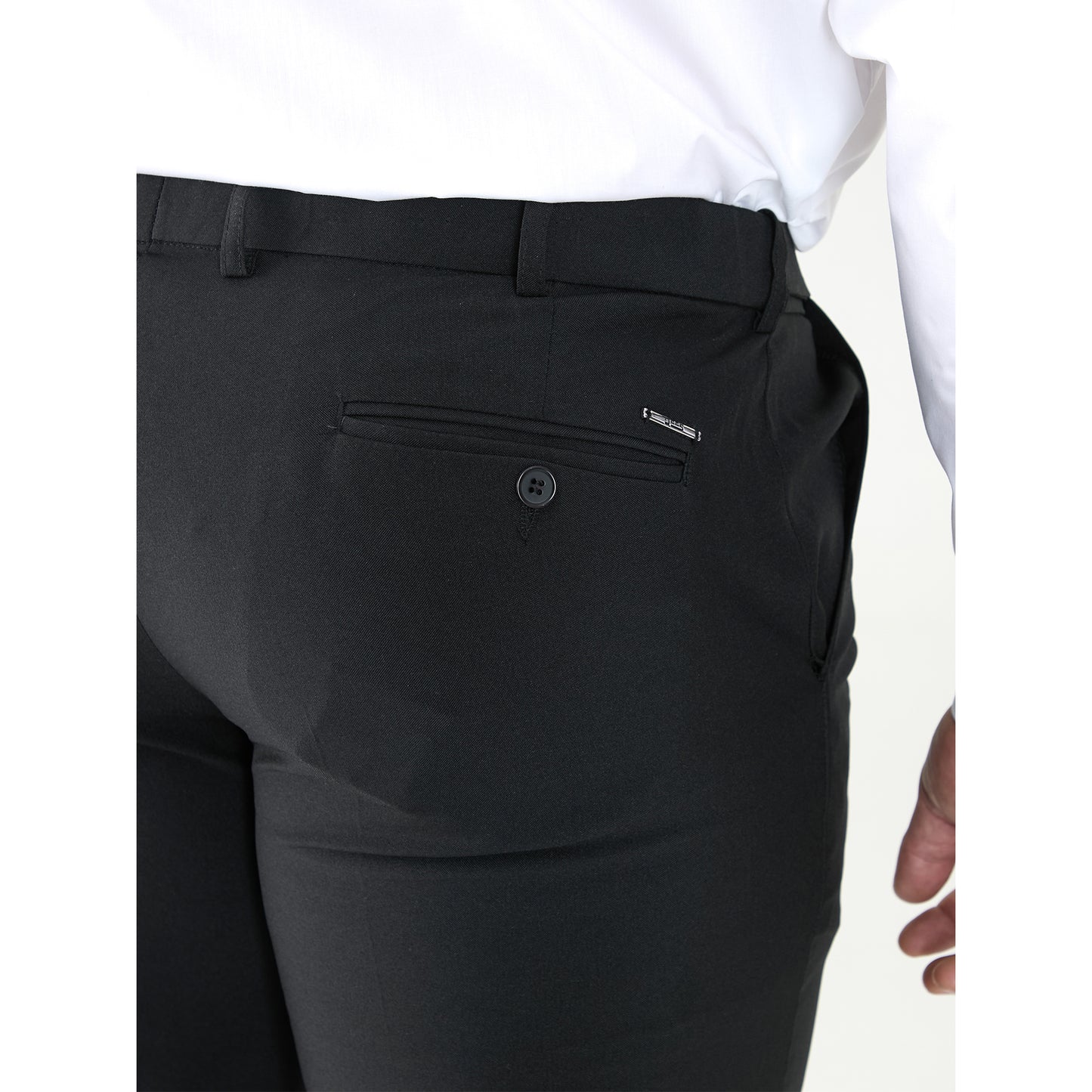 Black - Close up - Duke Mens D555 Max Adjustable Waist Kingsize Trousers