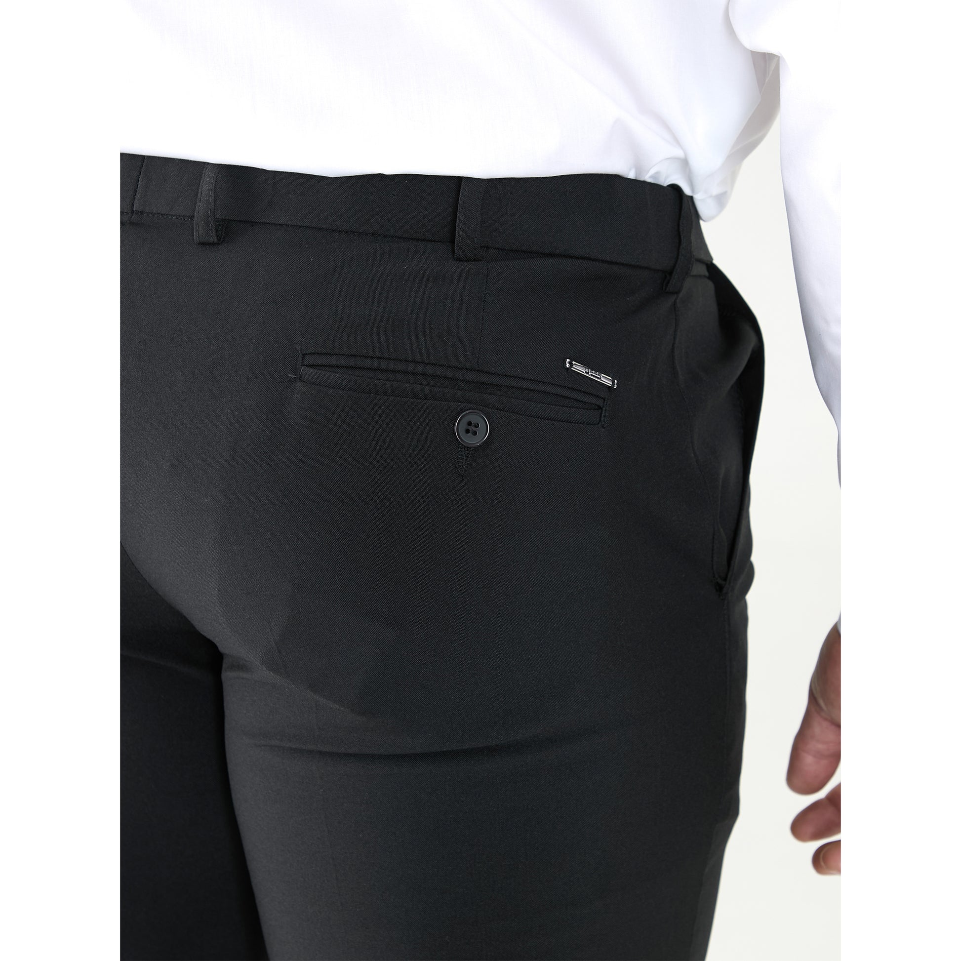 Black - Close up - Duke Mens D555 Max Adjustable Waist Kingsize Trousers