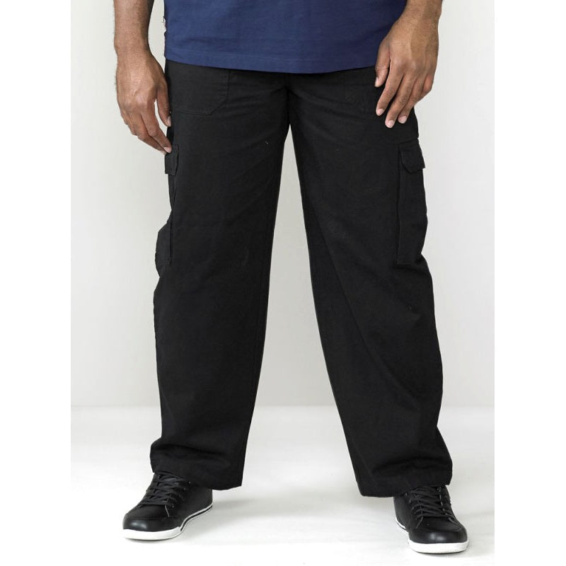 Black - Lifestyle - Duke London Mens Kingsize Cotton Cargo Style Trousers