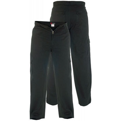 Black - Back - Duke London Mens Kingsize Cotton Cargo Style Trousers