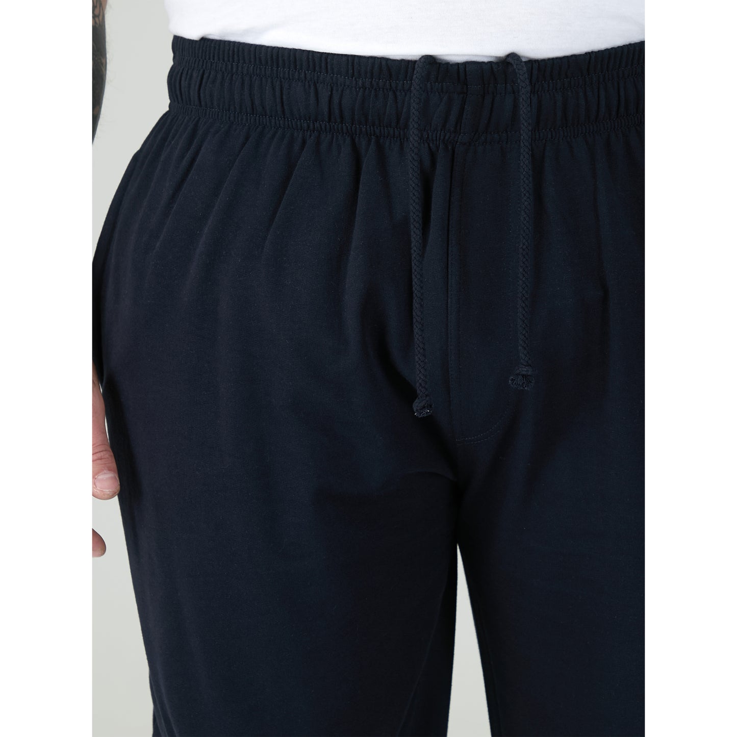 Navy - Close up - Duke Mens D555 Rory Fleece Lightweight Kingsize Jogging Bottoms