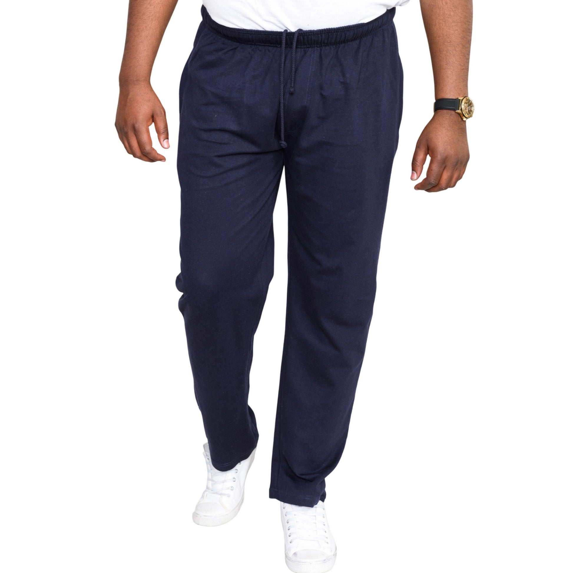 Navy - Side - Duke Mens D555 Rory Fleece Lightweight Kingsize Jogging Bottoms