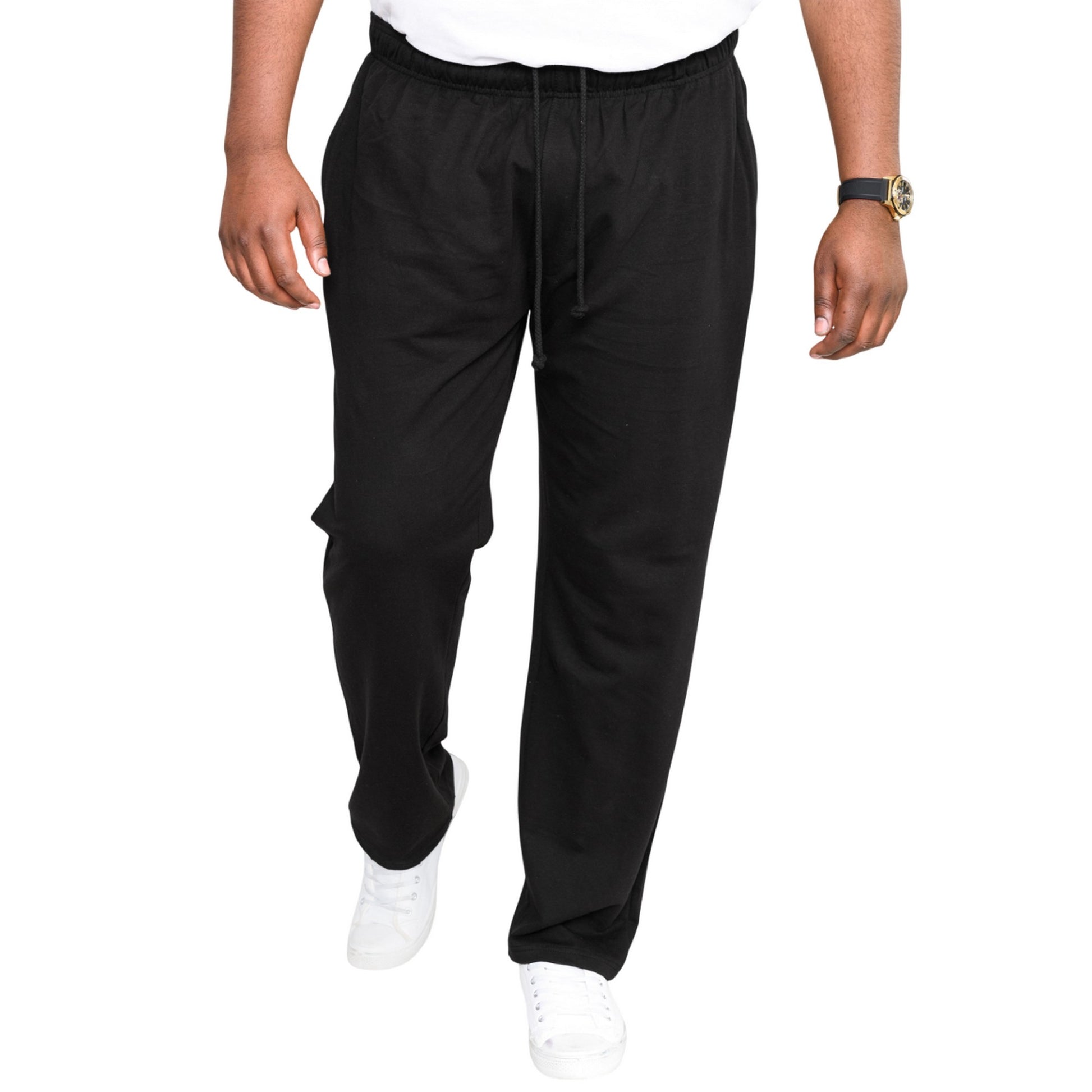 Black - Side - Duke Mens D555 Rory Fleece Lightweight Kingsize Jogging Bottoms