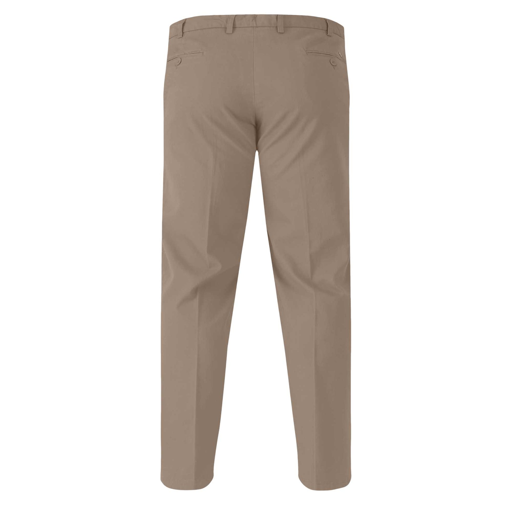 Stone - Back - Duke Mens D555 Bruno Stretch Chino Kingsize Trousers
