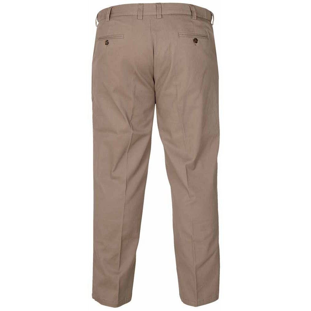 Stone - Back - Duke Mens D555 Bruno Stretch Chino Kingsize Trousers