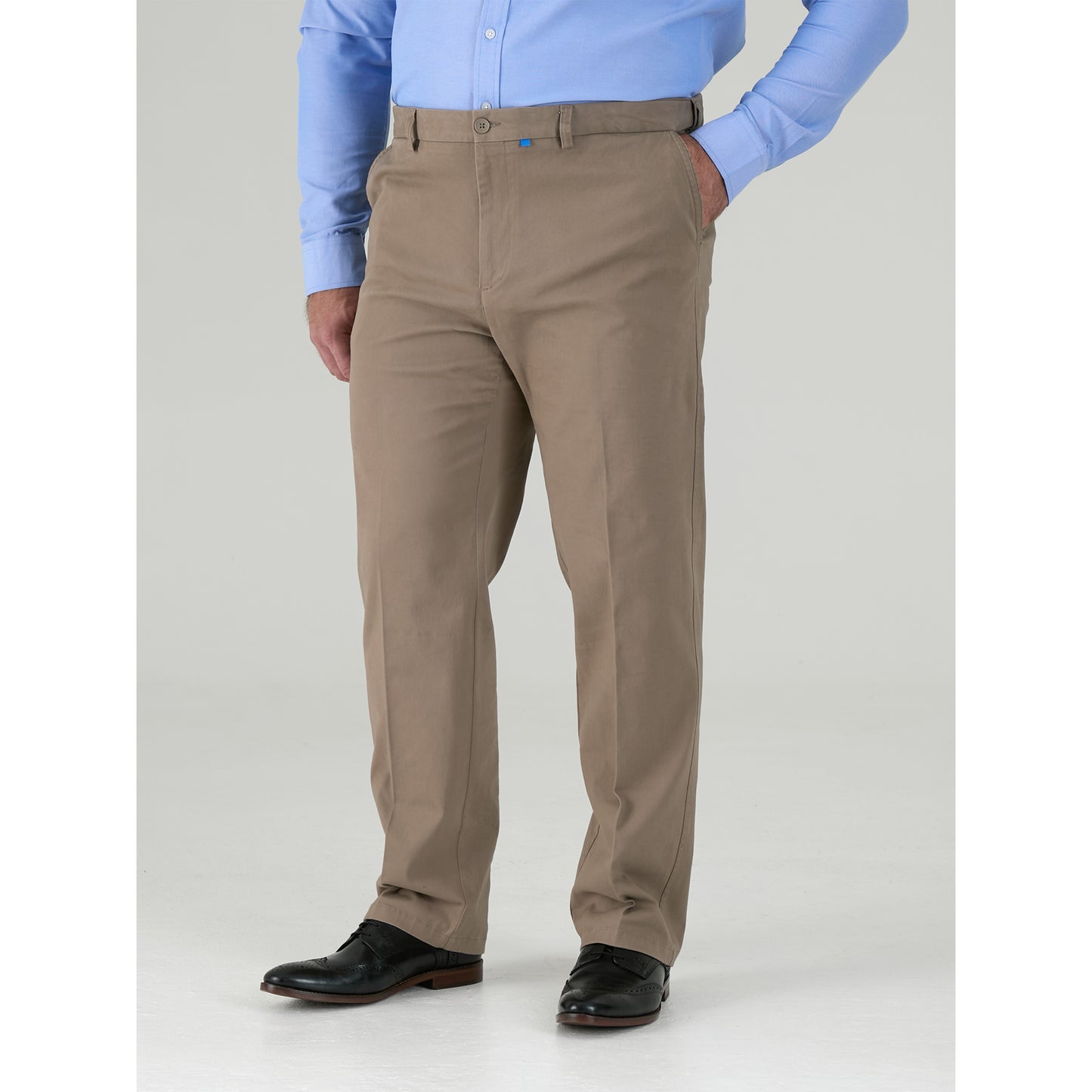 Stone - Close up - Duke Mens D555 Bruno Stretch Chino Kingsize Trousers