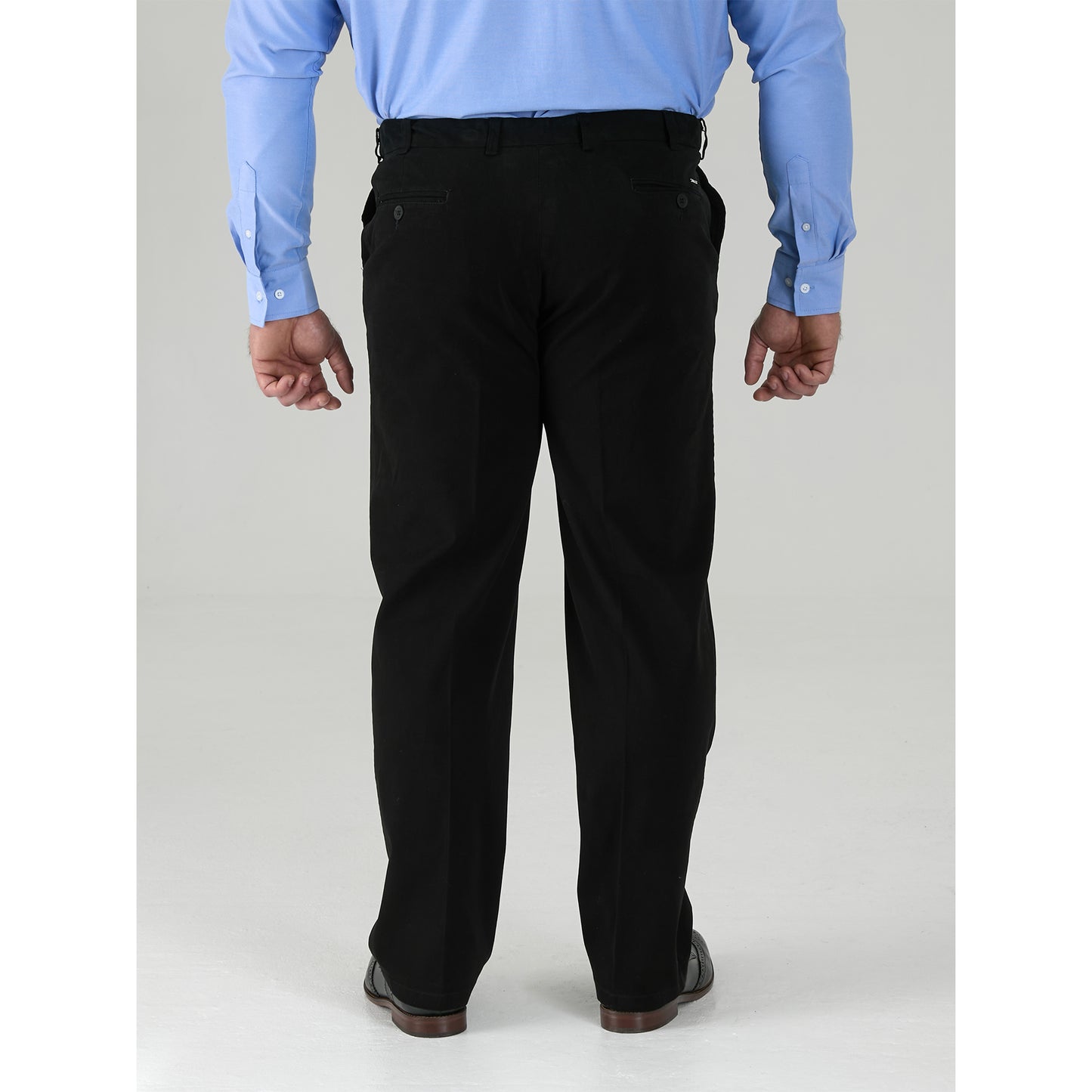 Black - Close up - Duke Mens D555 Bruno Stretch Chino Kingsize Trousers