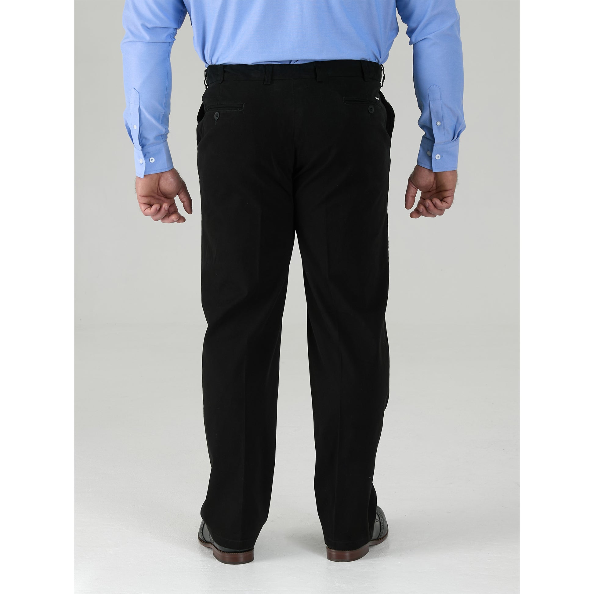 Black - Close up - Duke Mens D555 Bruno Stretch Chino Kingsize Trousers