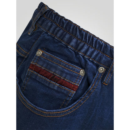 Blue - Side - Duke Mens D555 London Bailey Elasticated Waist Kingsize Jeans