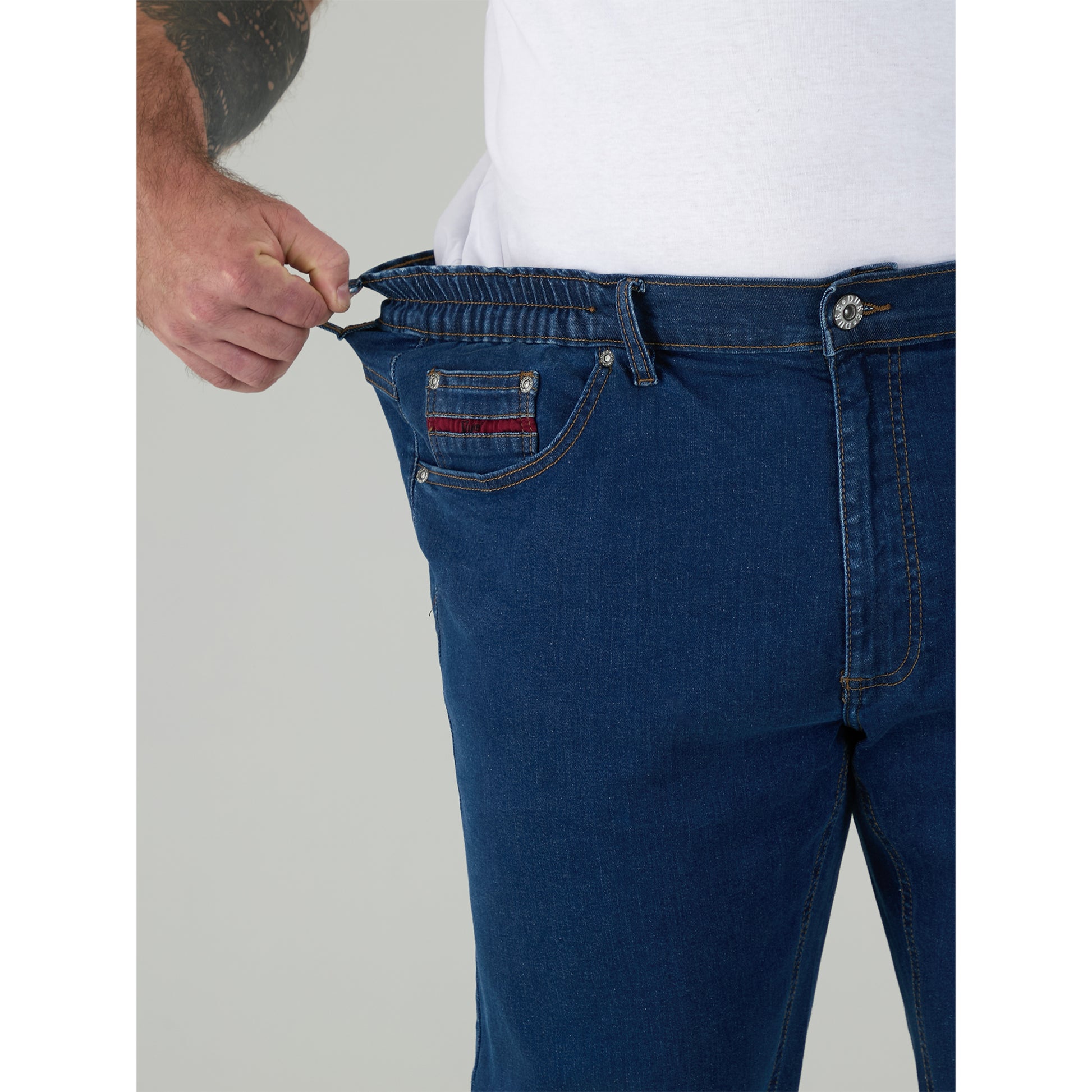 Blue - Lifestyle - Duke Mens D555 London Bailey Elasticated Waist Kingsize Jeans