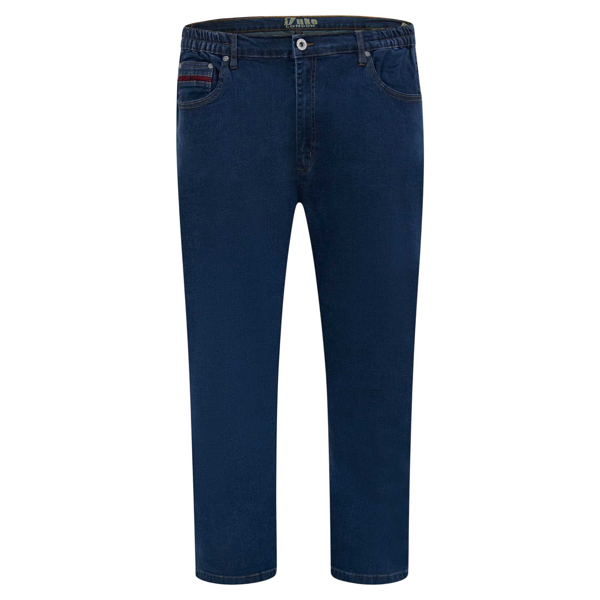 Blue - Front - Duke Mens D555 London Bailey Elasticated Waist Kingsize Jeans