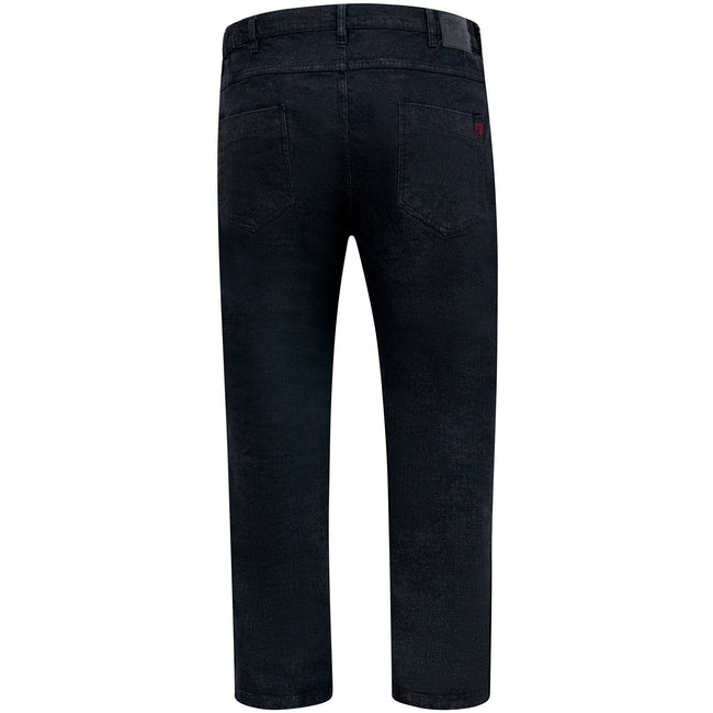 Black - Back - Duke Mens D555 London Balfour Elasticated Waist Kingsize Jeans