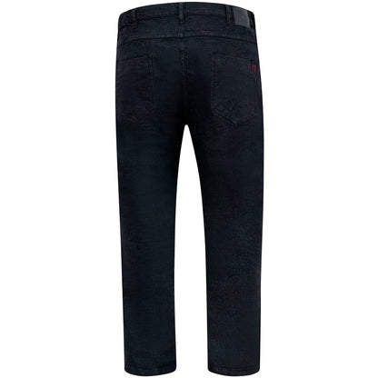 Black - Back - Duke Mens D555 London Balfour Elasticated Waist Kingsize Jeans