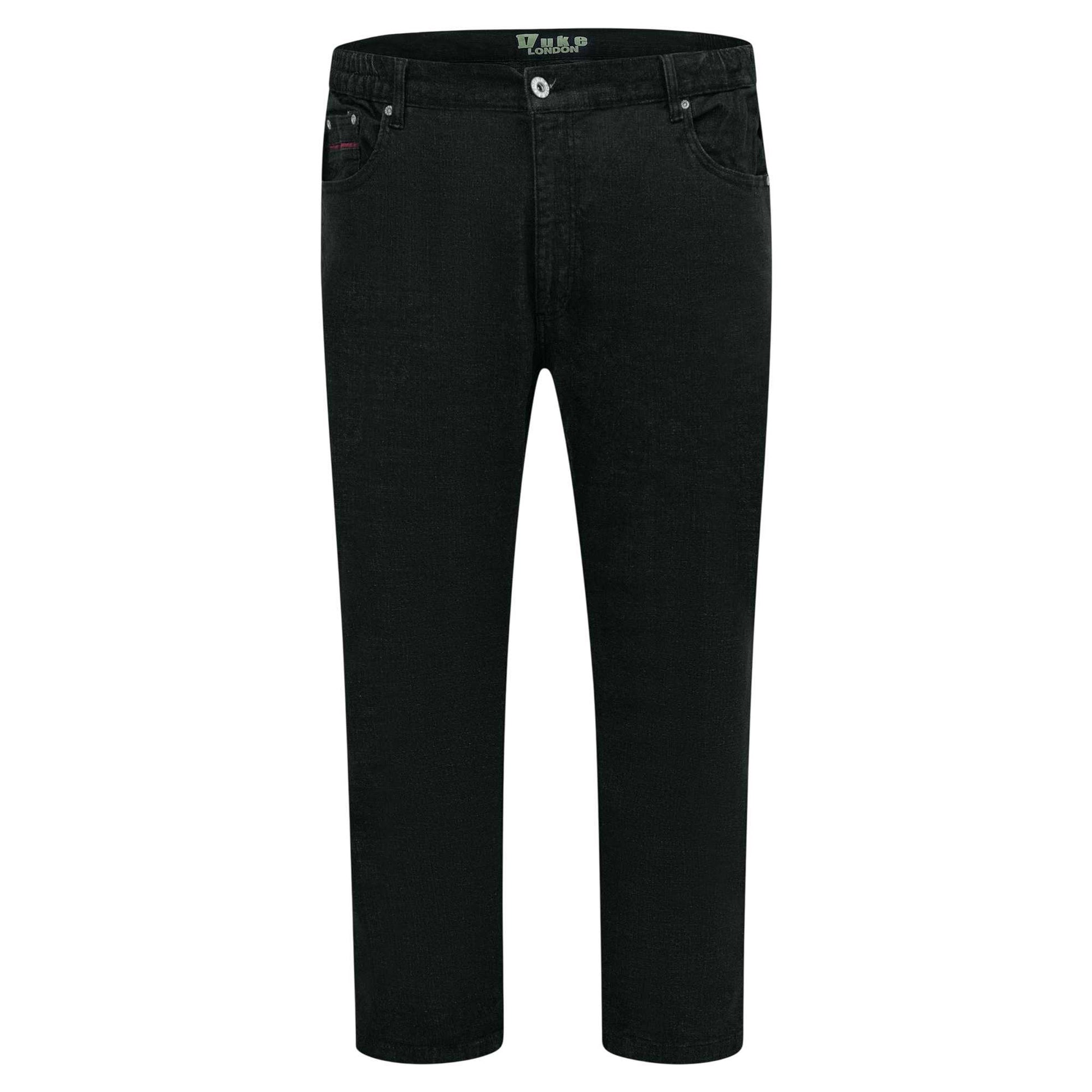 Black - Front - Duke Mens D555 London Balfour Elasticated Waist Kingsize Jeans
