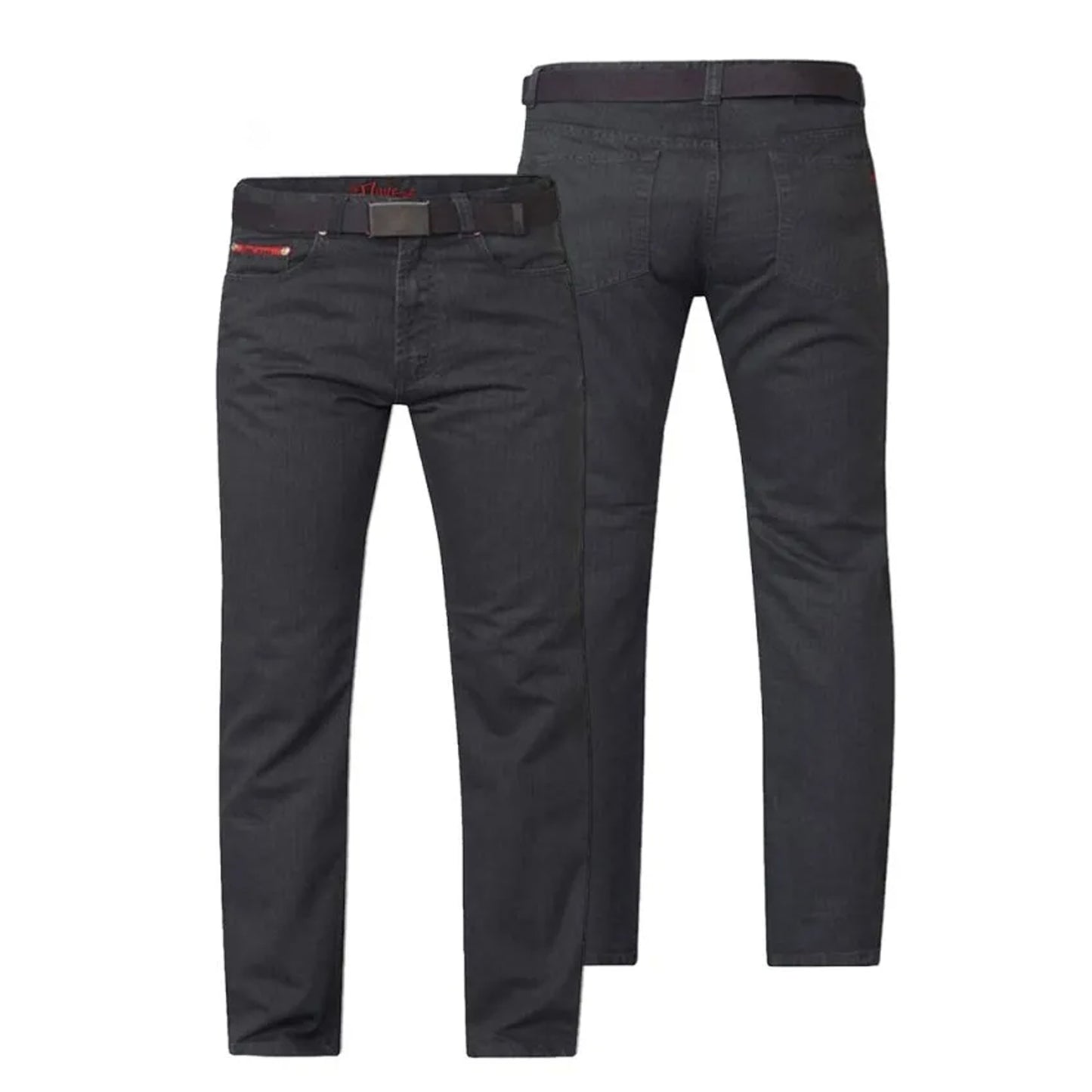 Charcoal - Side - Duke Mens D555 London Canary Bedford Cord Kingsize Trousers