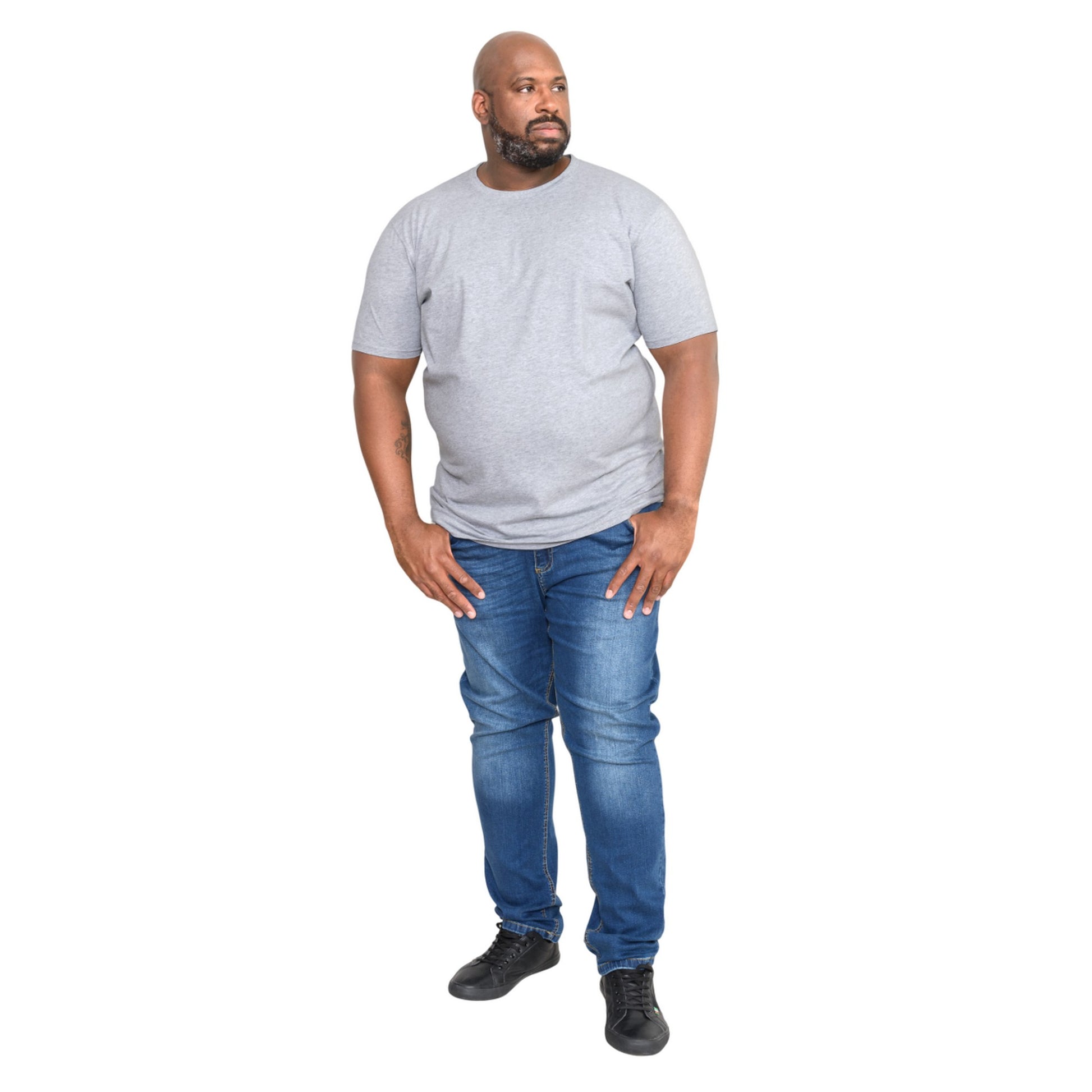 Grey - Side - Duke Mens D555 Flyers Crew Neck Kingsize T-Shirt