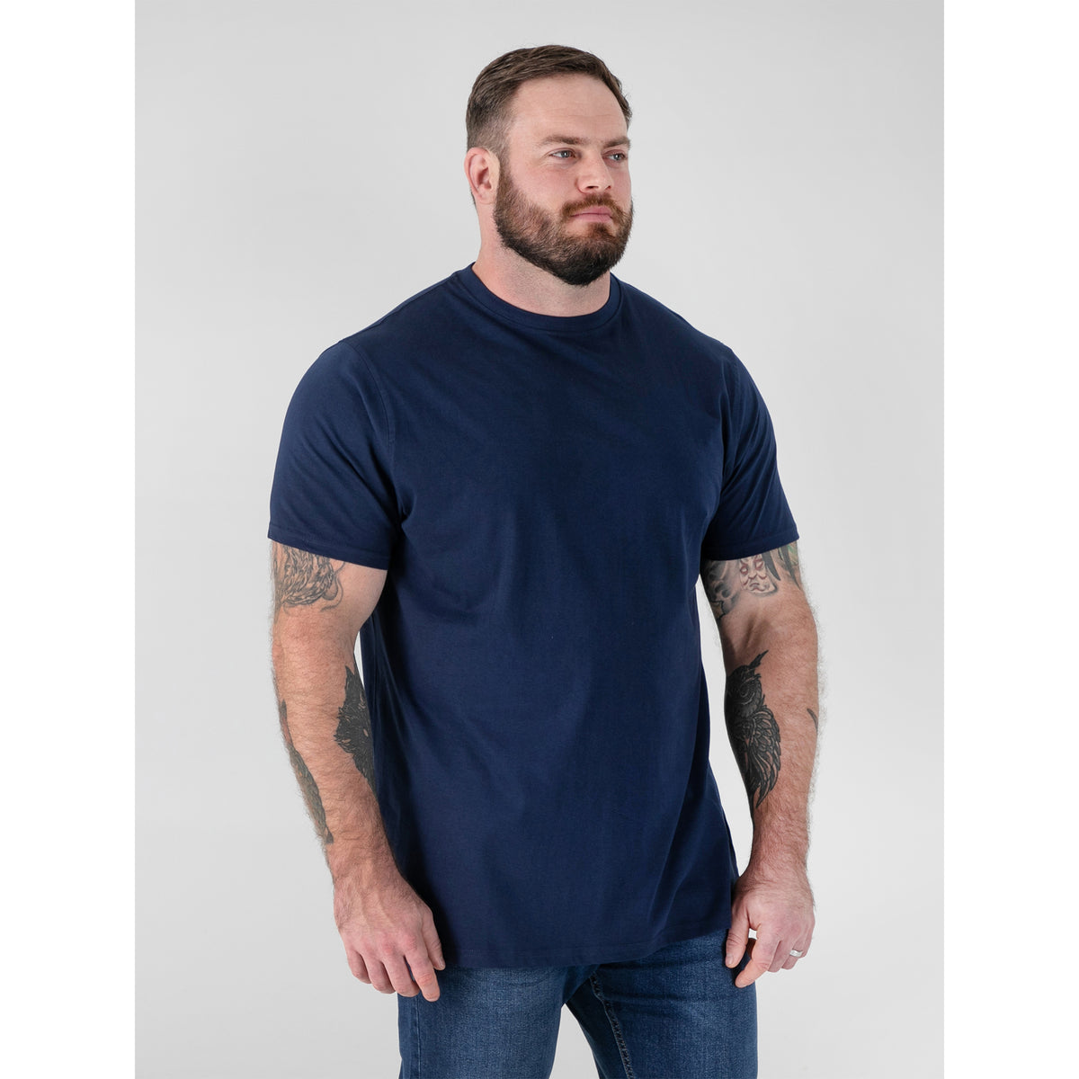 Navy - Side - Duke Mens D555 Flyers Crew Neck Kingsize T-Shirt